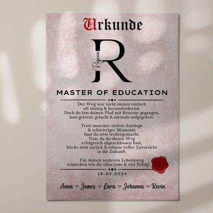 Urkunde Fotoboard Magnet Poster Geschenk Zum Bestandenen Master Master Of Education