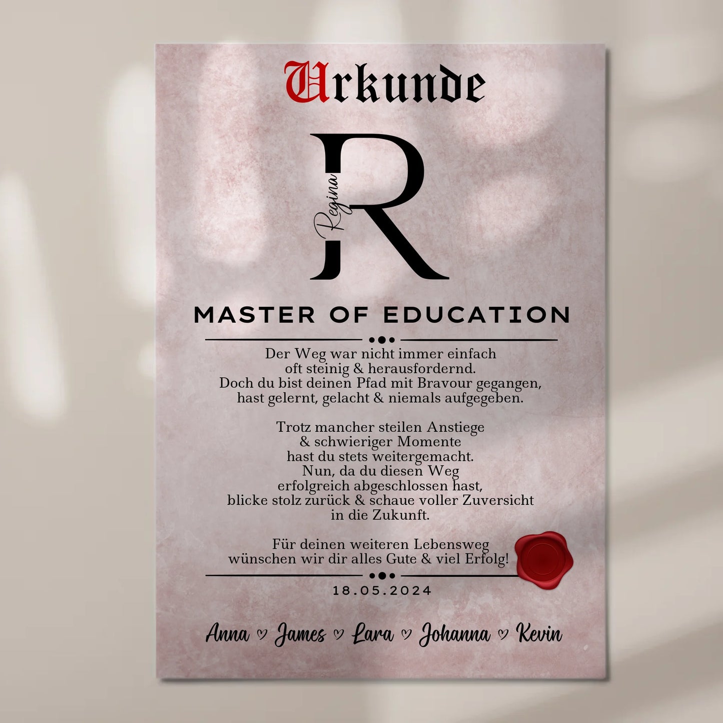 Urkunde Fotoboard Magnet Poster Geschenk Zum Bestandenen Master Master Of Education