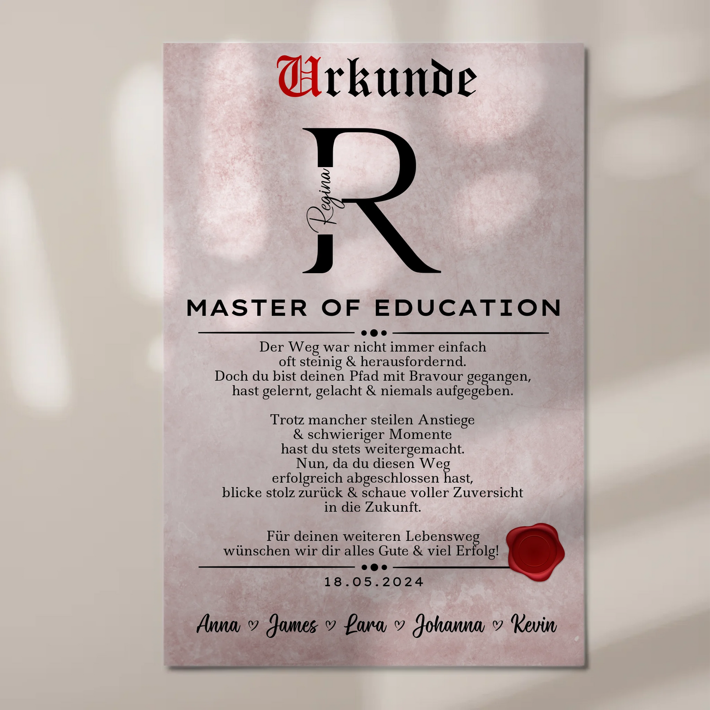 Urkunde Fotoboard Magnet Poster Geschenk Zum Bestandenen Master Master Of Education