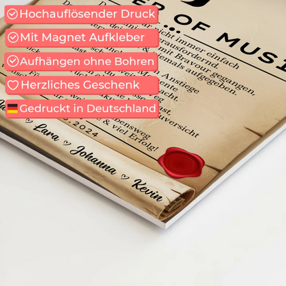Urkunde Fotoboard Magnet Wandbild Geschenk Zum Masterabschluss Master Of Music