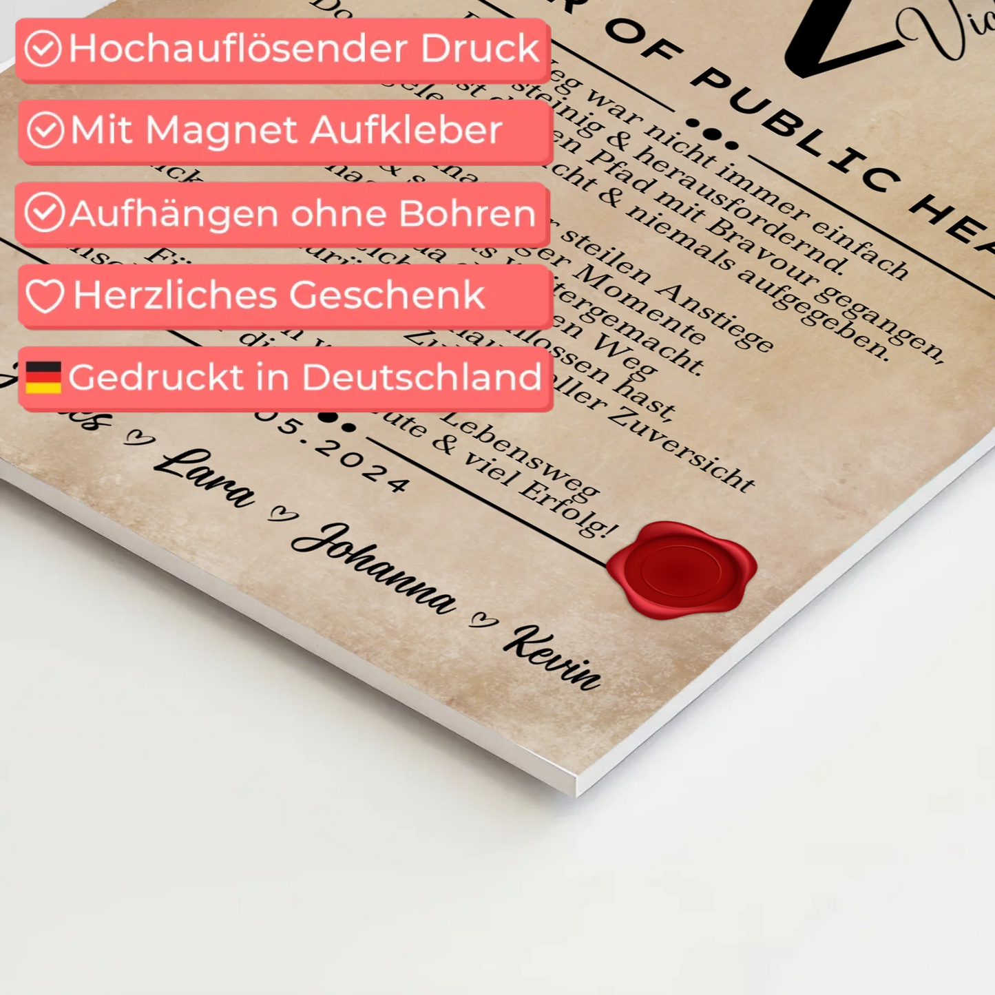 Urkunde Fotoboard Geschenk Zum Master Master Of Public Health