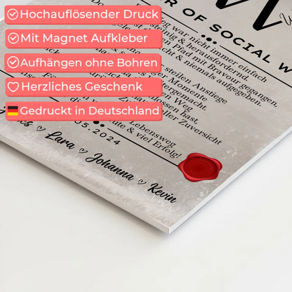 Urkunde Fotoboard Magnetisch Geschenk Zum Bestandenen Master Master Of Social Work