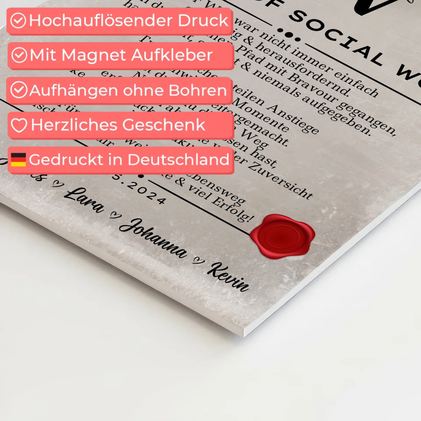 Urkunde Fotoboard Magnetisch Geschenk Zum Bestandenen Master Master Of Social Work