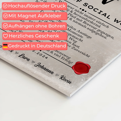 Urkunde Fotoboard Magnetisch Geschenk Zum Bestandenen Master Master Of Social Work