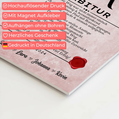 Urkunde Magnet Fotoboard Geschenk zum Abitur Abiturient