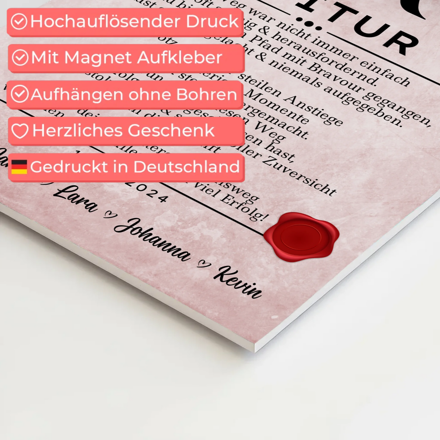 Urkunde Magnet Fotoboard Geschenk zum Abitur Abiturient