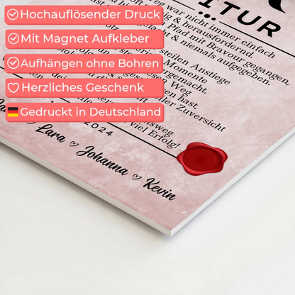 Urkunde Magnet Fotoboard Geschenk zum Abitur Abiturient