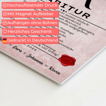 Urkunde Magnet Fotoboard Geschenk zum Abitur Abiturient