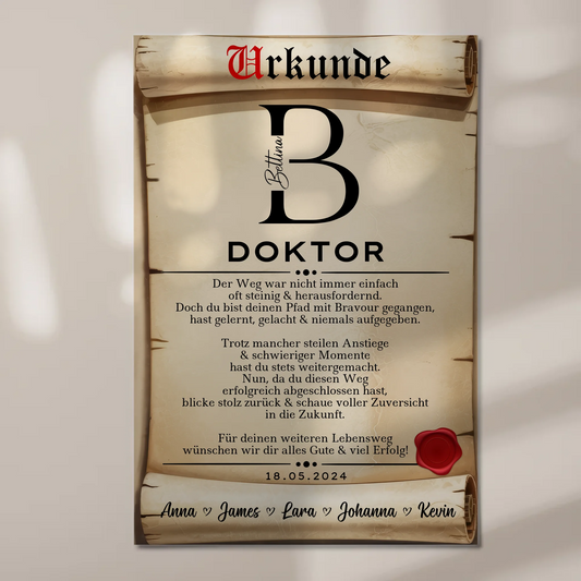 Urkunde Fotoboard Magnet Wandbild Doktor Abschluss Geschenk Doktorand