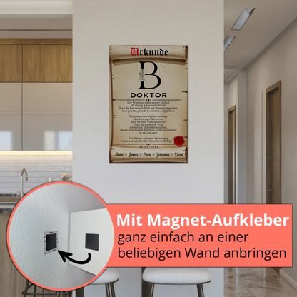 Urkunde Fotoboard Magnet Wandbild Doktor Abschluss Geschenk Doktorand