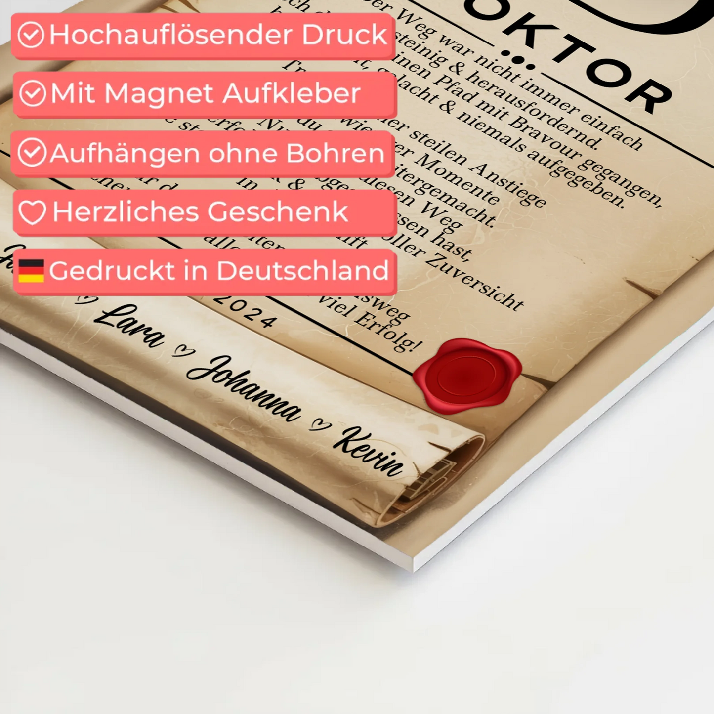 Urkunde Fotoboard Magnet Wandbild Doktor Abschluss Geschenk Doktorand