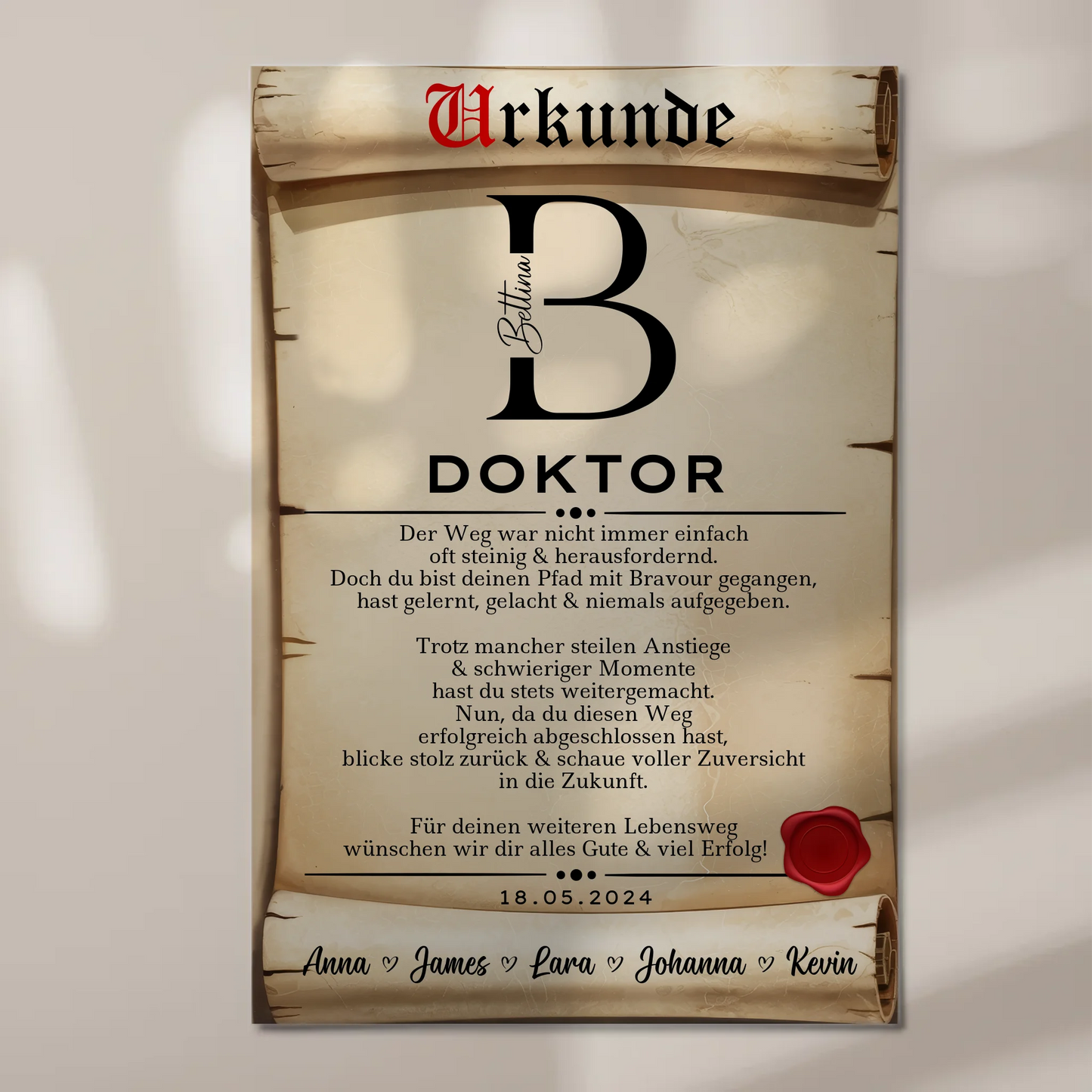 Urkunde Fotoboard Magnet Wandbild Doktor Abschluss Geschenk Doktorand