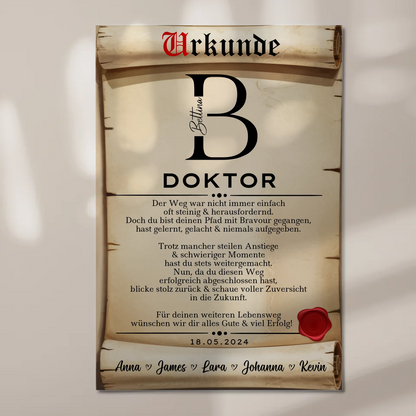 Urkunde Fotoboard Magnet Wandbild Doktor Abschluss Geschenk Doktorand