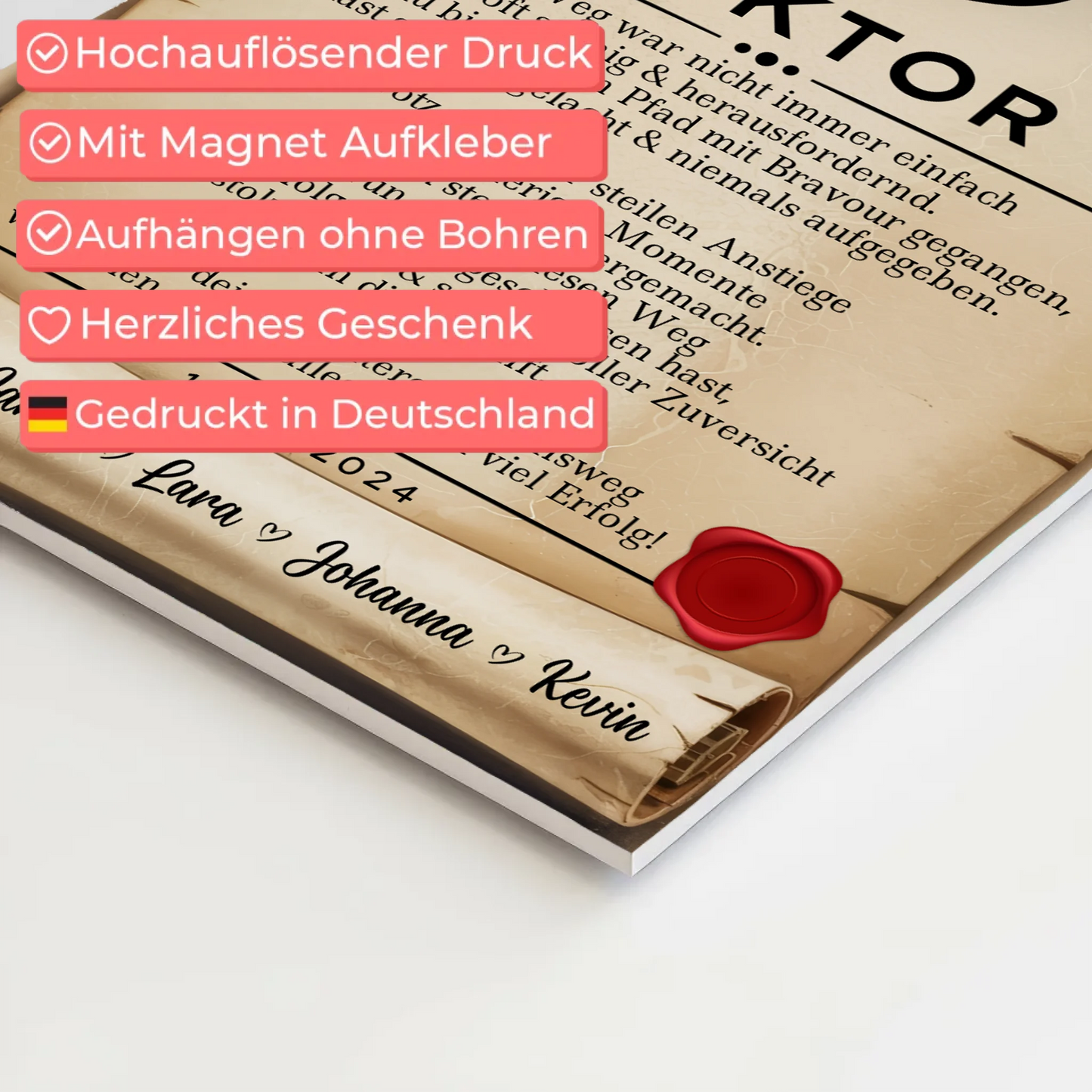 Urkunde Fotoboard Magnet Wandbild Doktor Abschluss Geschenk Doktorand