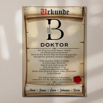 Urkunde Fotoboard Magnet Wandbild Doktor Abschluss Geschenk Doktorand