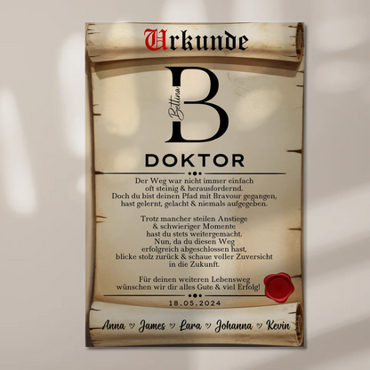 Urkunde Fotoboard Magnet Wandbild Doktor Abschluss Geschenk Doktorand