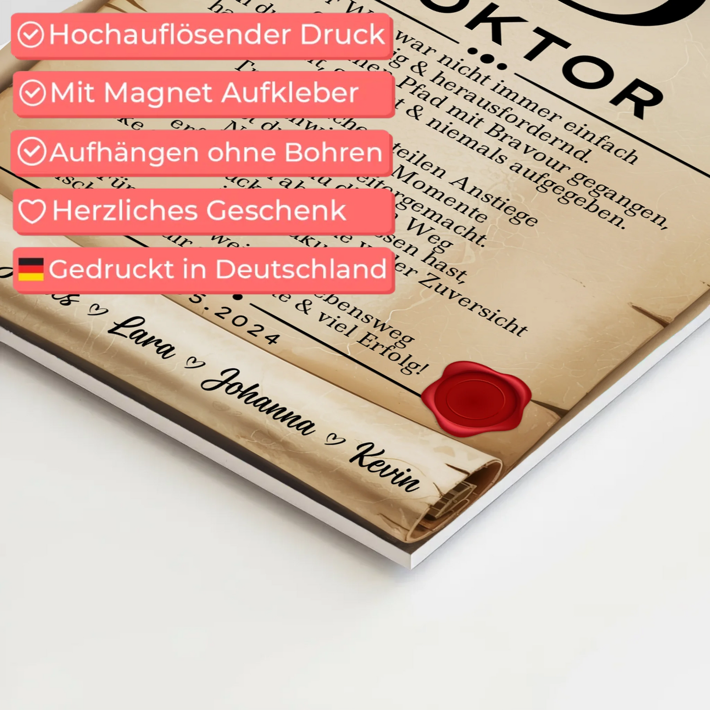 Urkunde Fotoboard Magnet Wandbild Doktor Abschluss Geschenk Doktorand