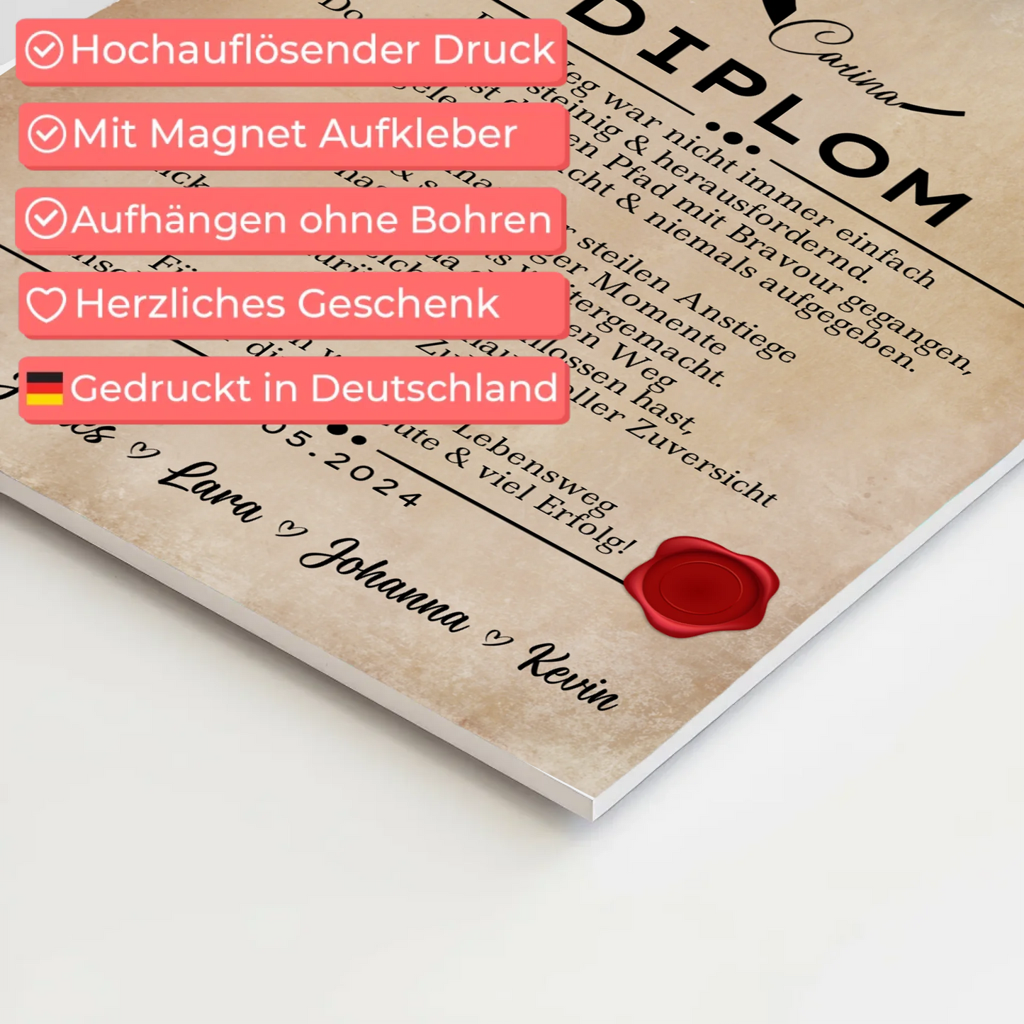 Urkunde Magnet Wandbild Fotoboard Geschenk Diplom Abschluss Diplomand