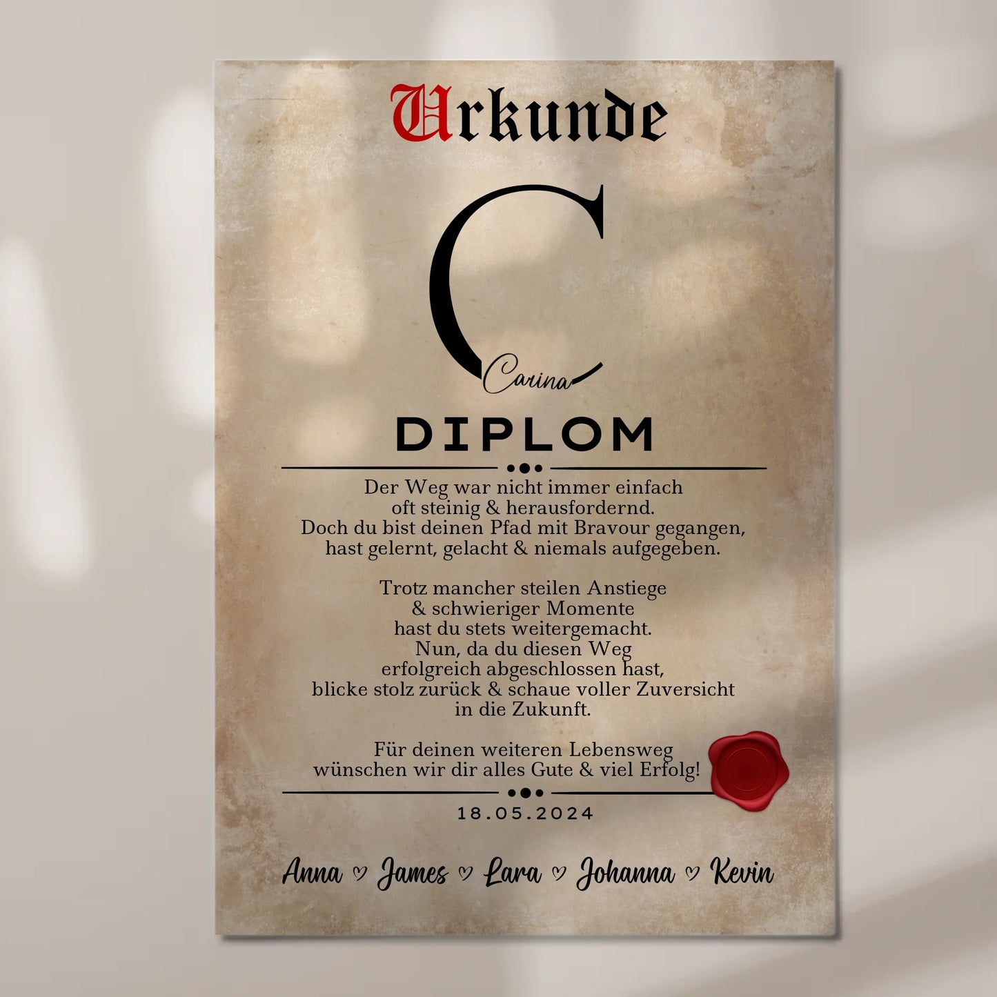 Urkunde Magnet Wandbild Fotoboard Geschenk Diplom Abschluss Diplomand