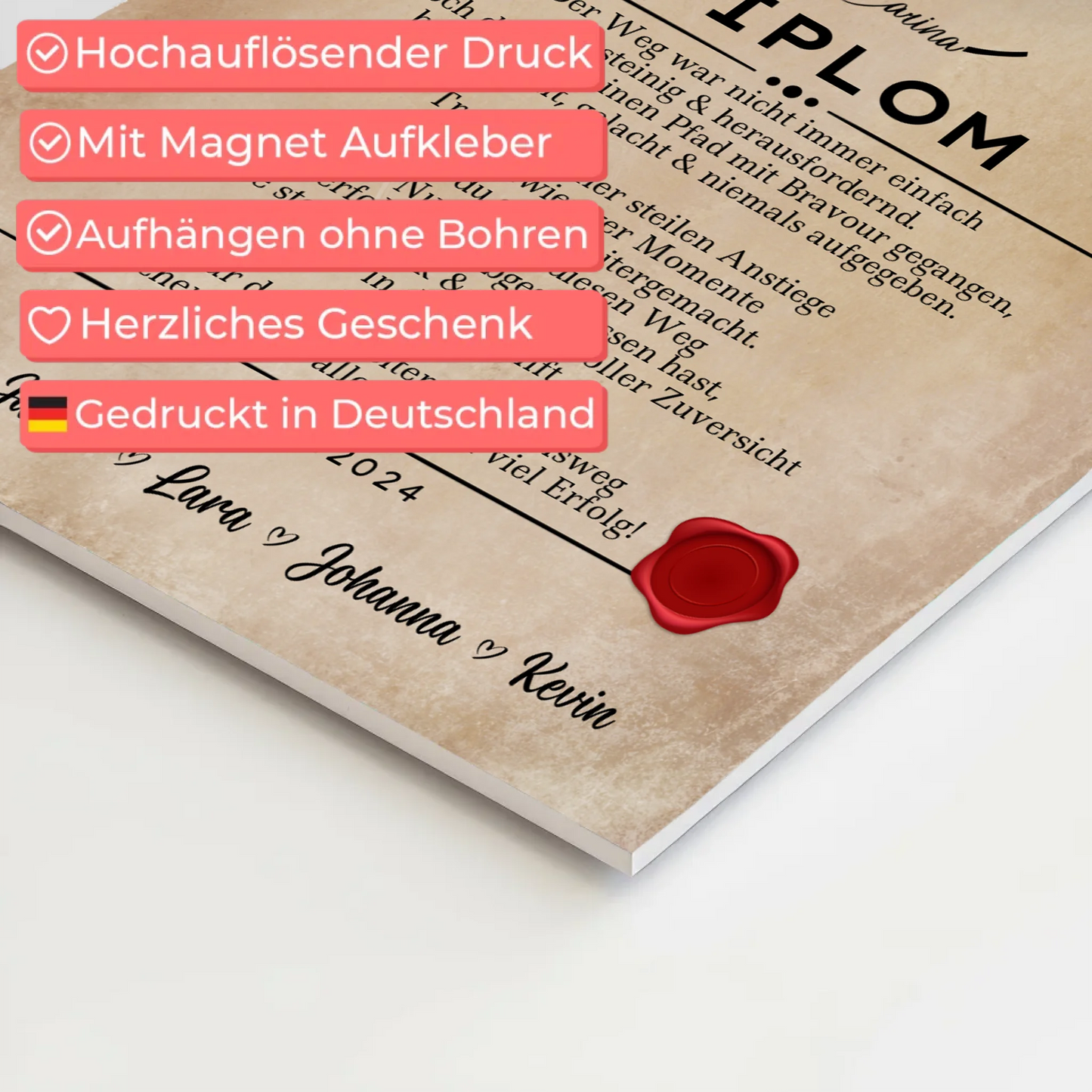 Urkunde Magnet Wandbild Fotoboard Geschenk Diplom Abschluss Diplomand