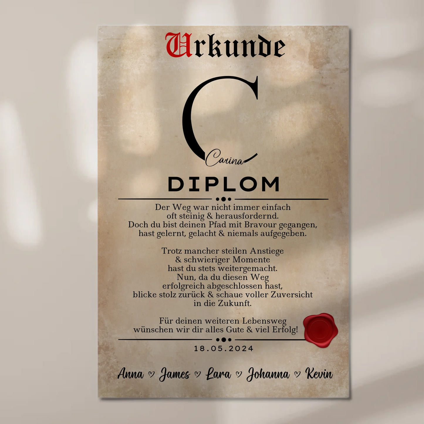 Urkunde Magnet Wandbild Fotoboard Geschenk Diplom Abschluss Diplomand