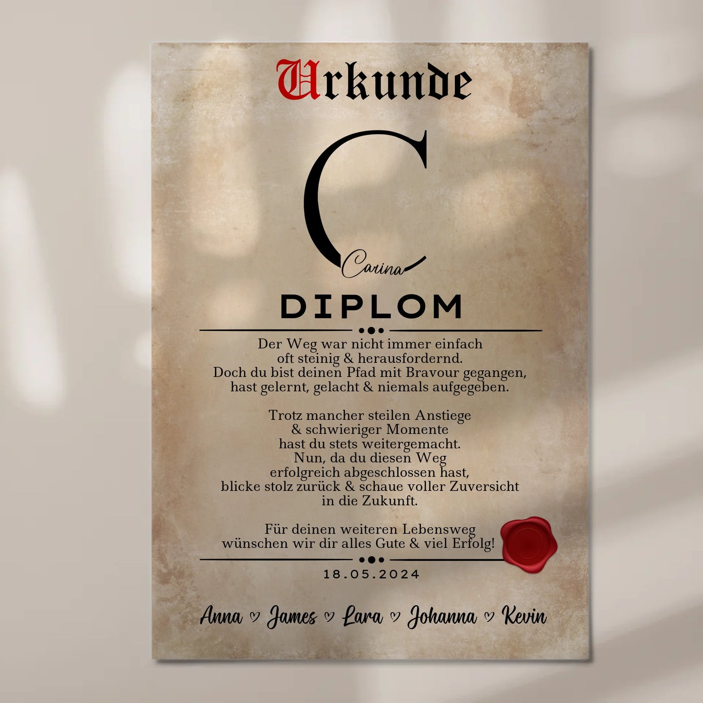 Urkunde Magnet Wandbild Fotoboard Geschenk Diplom Abschluss Diplomand