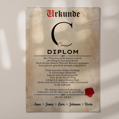 Urkunde Magnet Wandbild Fotoboard Geschenk Diplom Abschluss Diplomand