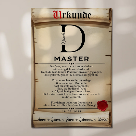 Urkunde Fotoboard Geschenk Masterabschluss Masterand