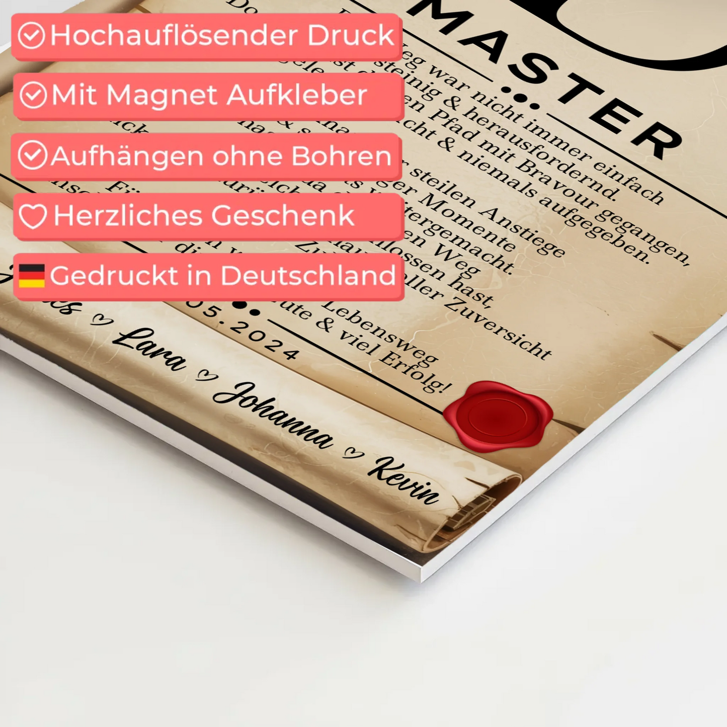 Urkunde Fotoboard Geschenk Masterabschluss Masterand
