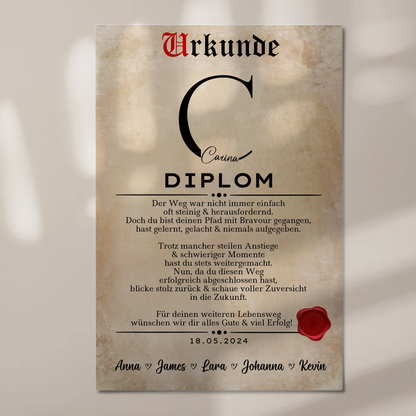 Urkunde Magnet Wandbild Fotoboard Geschenk Diplom Abschluss Diplomand