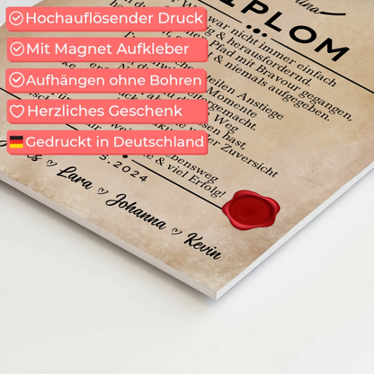Urkunde Magnet Wandbild Fotoboard Geschenk Diplom Abschluss Diplomand