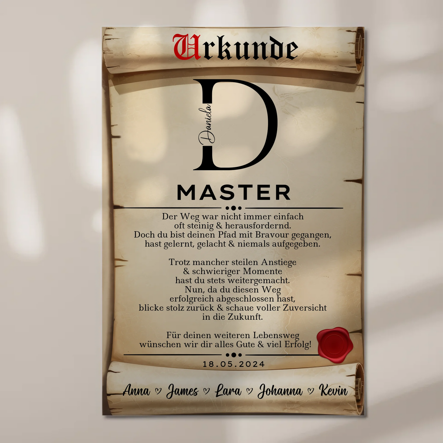 Urkunde Fotoboard Geschenk Masterabschluss Masterand