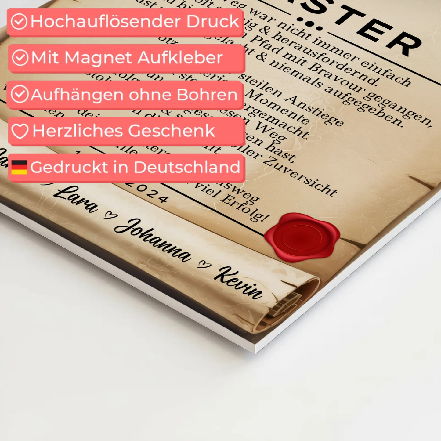 Urkunde Fotoboard Geschenk Masterabschluss Masterand