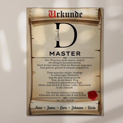 Urkunde Fotoboard Geschenk Masterabschluss Masterand