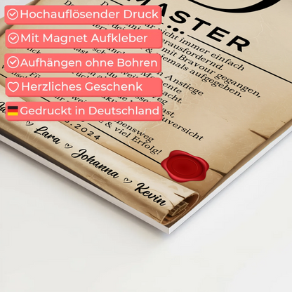 Urkunde Fotoboard Geschenk Masterabschluss Masterand