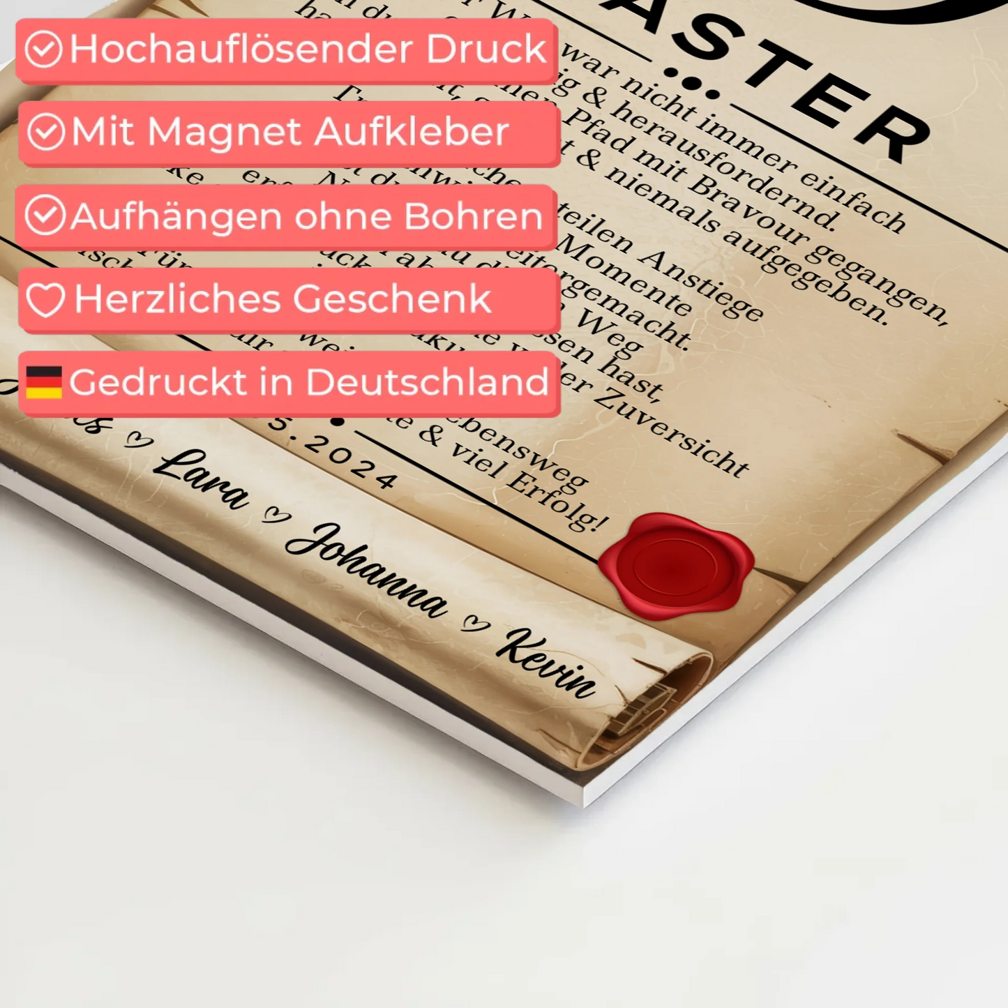 Urkunde Fotoboard Geschenk Masterabschluss Masterand