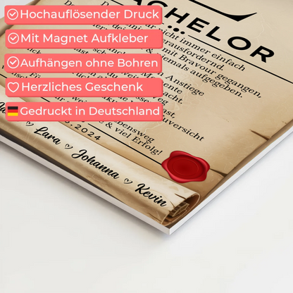 Urkunde Fotoboard Magnetisch Geschenk Zum Bestandenen Bachelor Bachelorand