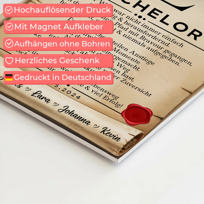 Urkunde Fotoboard Magnetisch Geschenk Zum Bestandenen Bachelor Bachelorand