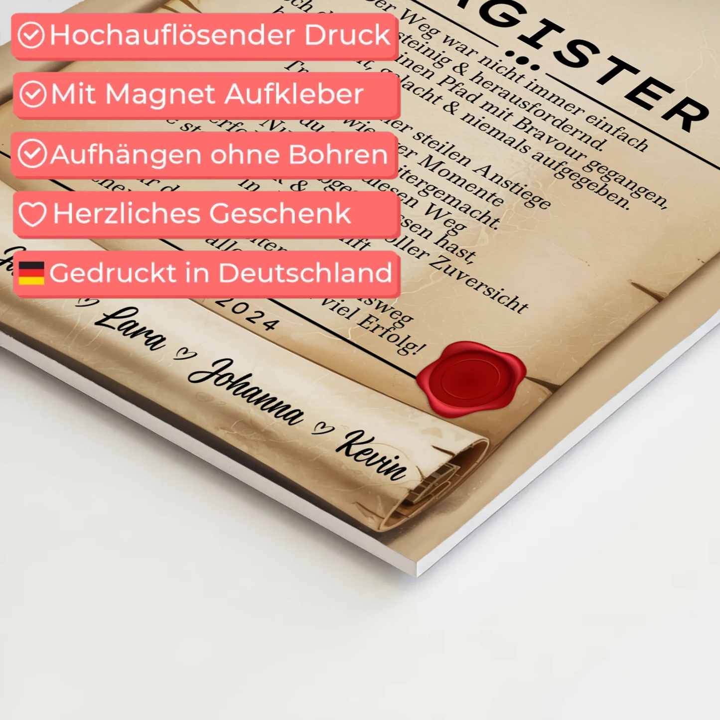 Urkunde Fotoboard Magnet Poster Geschenk zum Magisterand