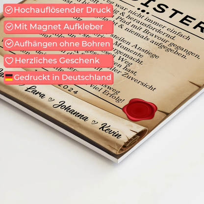 Urkunde Fotoboard Magnet Poster Geschenk zum Magisterand