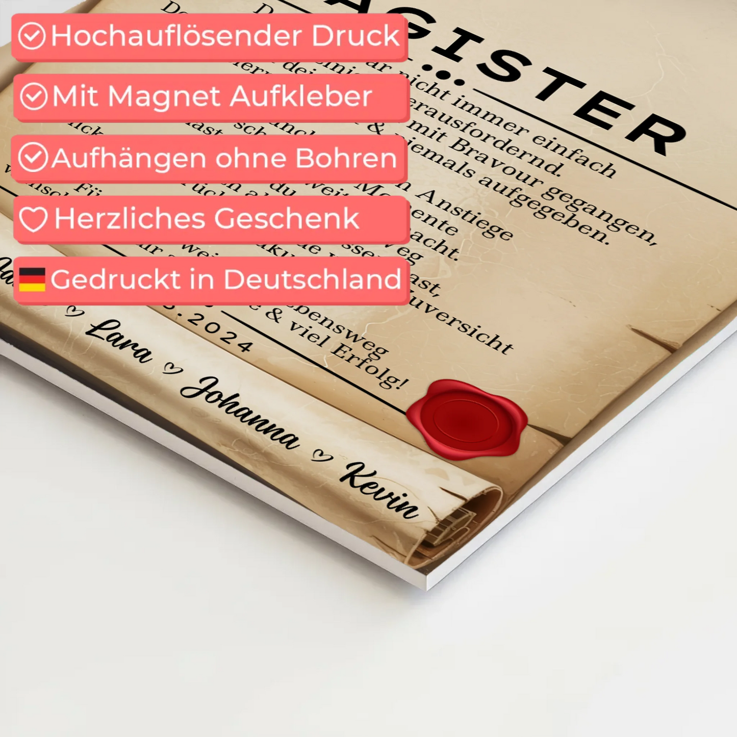 Urkunde Fotoboard Magnet Poster Geschenk zum Magisterand