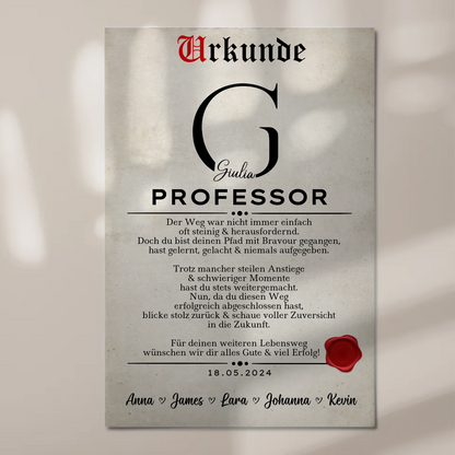 Urkunde Magnet Fotoboard Geschenk Professor
