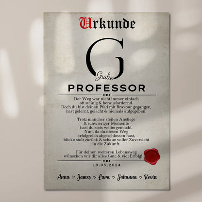 Urkunde Magnet Fotoboard Geschenk Professor