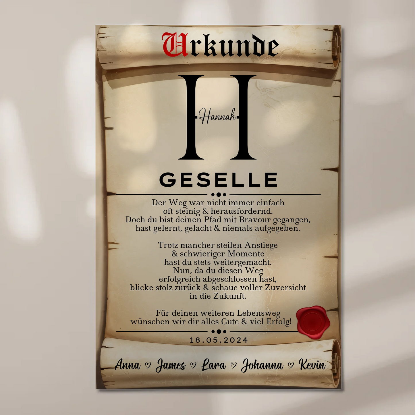 Urkunde Fotoboard Magnet Wandbild Geschenk Zum Abschluss Ausbildung Ausbildung