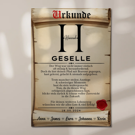 Urkunde Fotoboard Magnet Wandbild Geschenk Zum Abschluss Ausbildung Ausbildung