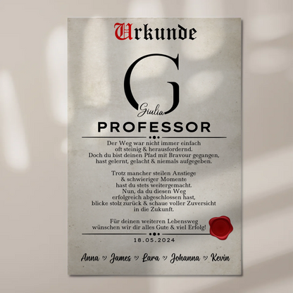 Urkunde Magnet Fotoboard Geschenk Professor