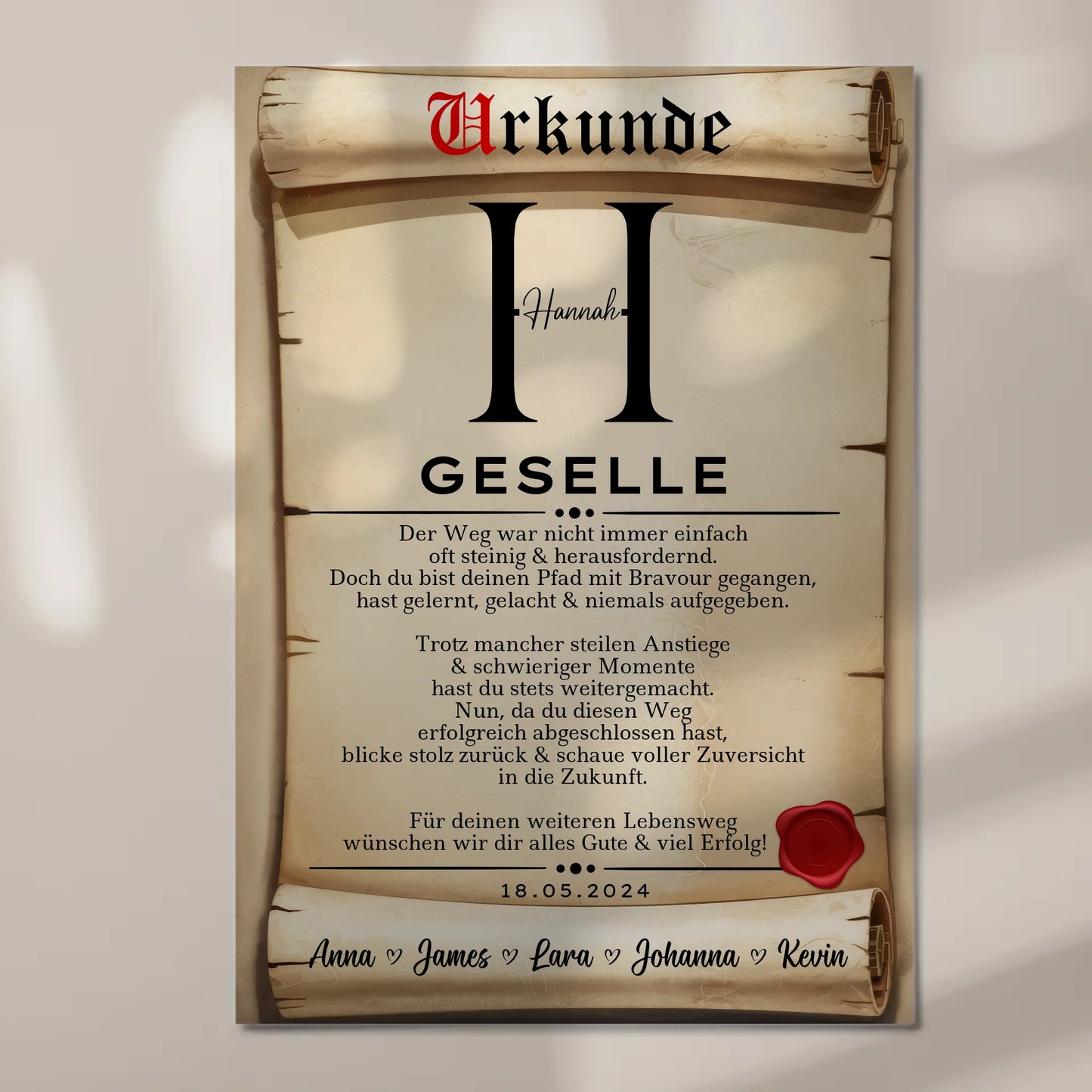 Urkunde Fotoboard Magnet Wandbild Geschenk Zum Abschluss Ausbildung Ausbildung