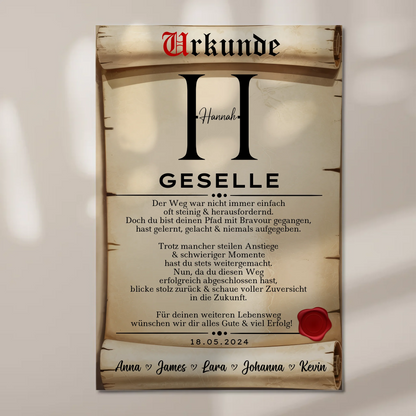 Urkunde Fotoboard Magnet Wandbild Geschenk Zum Abschluss Ausbildung Ausbildung