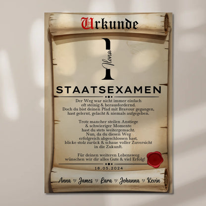 Urkunde Magnet Wandbild Fotoboard Geschenk zum Staatsexamen Abschluss