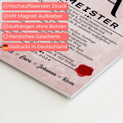 Urkunde Fotoboard Geschenk zur Meisterprüfung Meister